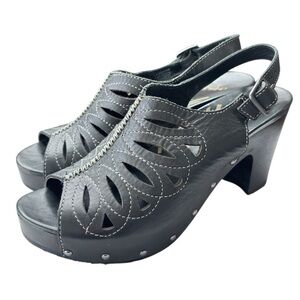 Dansko Rowena Black Leather Slingback Pumps Shoe Size EU 40 US 9 / 9.5 Sandals